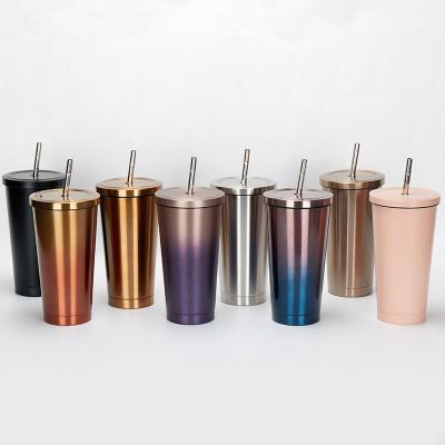 Stainless steel travel Tumbler with metal straw